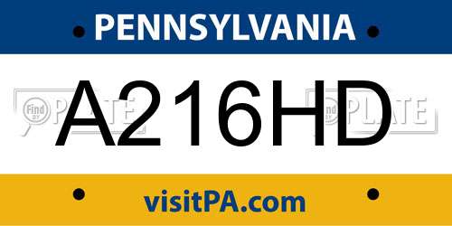 A216HD Pennsylvania License Plate