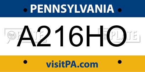 A216HO Pennsylvania License Plate