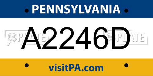A2246D Pennsylvania License Plate