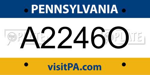 A2246O Pennsylvania License Plate