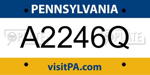 A2246Q Pennsylvania License Plate