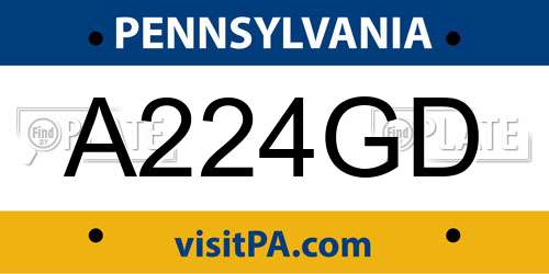 A224GD Pennsylvania License Plate