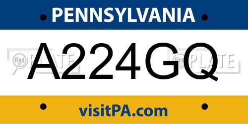 A224GQ Pennsylvania License Plate