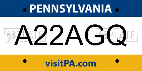A22AGQ Pennsylvania License Plate