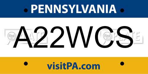 A22WCS Pennsylvania License Plate