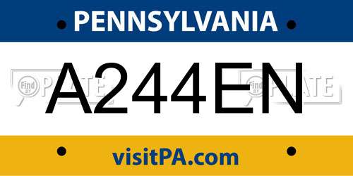 A244EN Pennsylvania License Plate