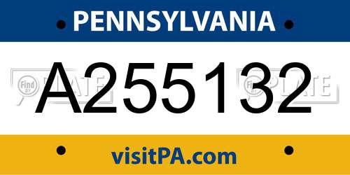 A255132 Pennsylvania License Plate
