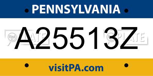 A25513Z Pennsylvania License Plate