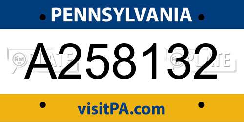 A258132 Pennsylvania License Plate