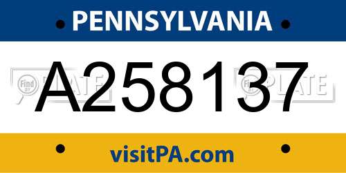 A258137 Pennsylvania License Plate