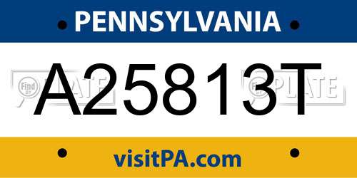 A25813T Pennsylvania License Plate