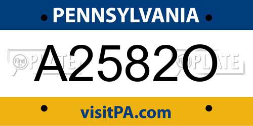 A2582O Pennsylvania License Plate