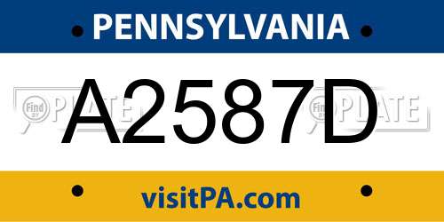 A2587D Pennsylvania License Plate