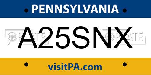 A25SNX Pennsylvania License Plate