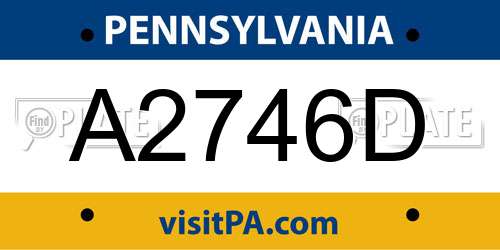 A2746D Pennsylvania License Plate