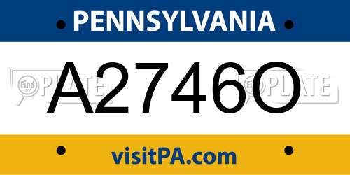 A2746O Pennsylvania License Plate