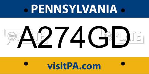 A274GD Pennsylvania License Plate