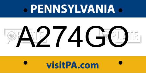 A274GO Pennsylvania License Plate