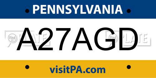 A27AGD Pennsylvania License Plate