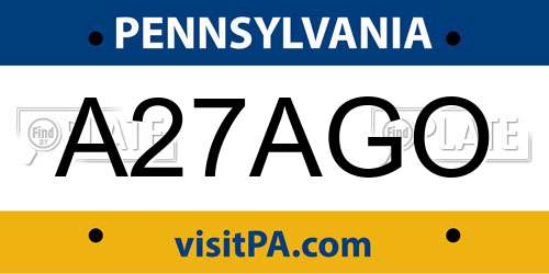 A27AGO Pennsylvania License Plate