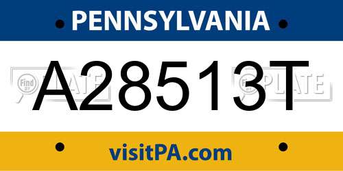A28513T Pennsylvania License Plate