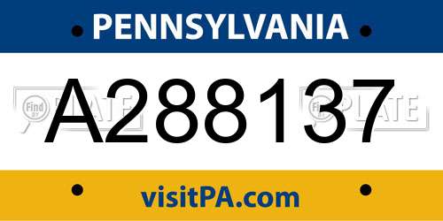 A288137 Pennsylvania License Plate