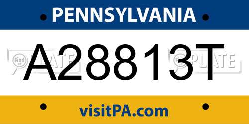 A28813T Pennsylvania License Plate