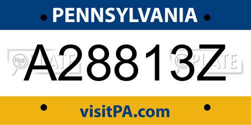A28813Z Pennsylvania License Plate