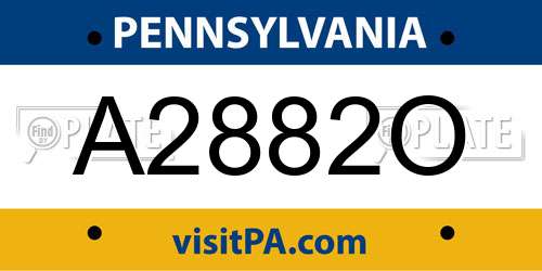 A2882O Pennsylvania License Plate