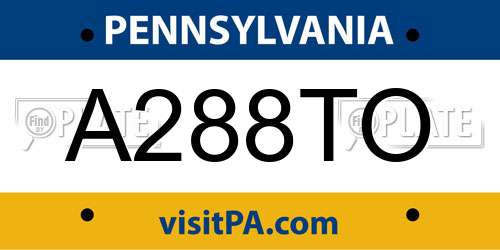 A288TO Pennsylvania License Plate