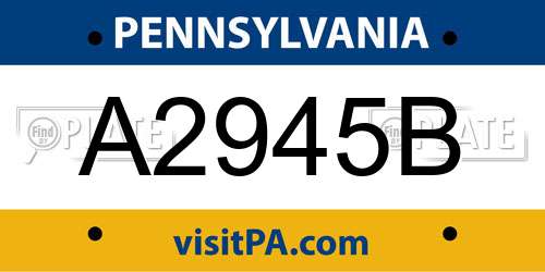 A2945B Pennsylvania License Plate