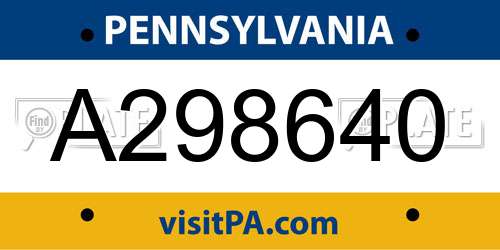 A298640 Pennsylvania License Plate