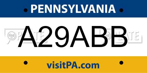 A29ABB Pennsylvania License Plate