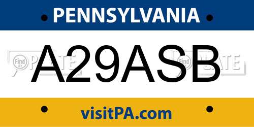 A29ASB Pennsylvania License Plate