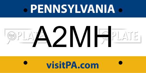 A2MH Pennsylvania License Plate