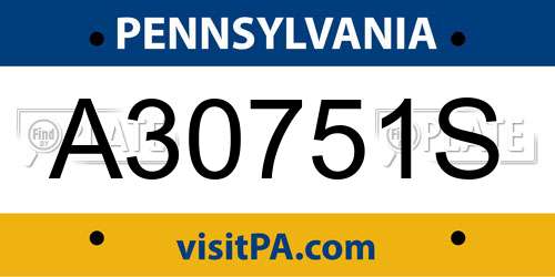 A30751S Pennsylvania License Plate