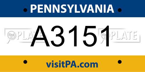 A3151 Pennsylvania License Plate