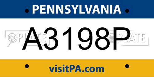 A3198P Pennsylvania License Plate