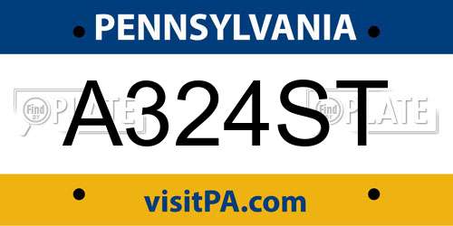 A324ST Pennsylvania License Plate