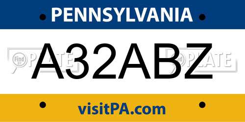 A32ABZ Pennsylvania License Plate