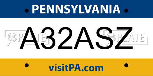 A32ASZ Pennsylvania License Plate