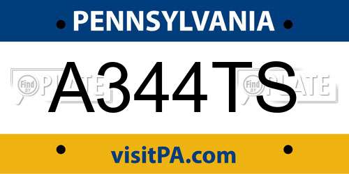 A344TS Pennsylvania License Plate