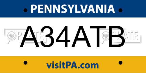 A34ATB Pennsylvania License Plate