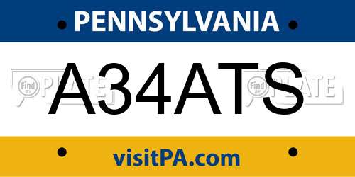 A34ATS Pennsylvania License Plate