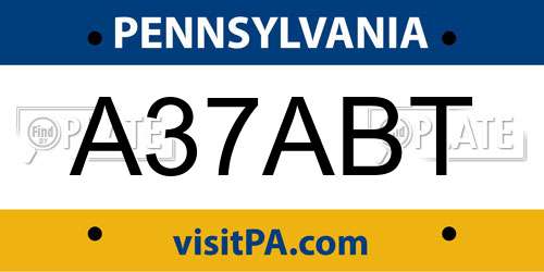 A37ABT Pennsylvania License Plate