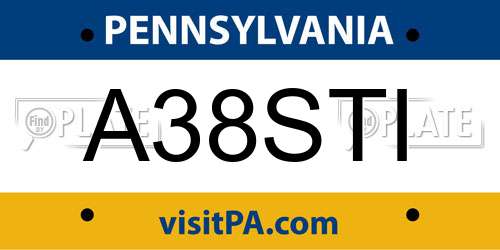 A38STI Pennsylvania License Plate