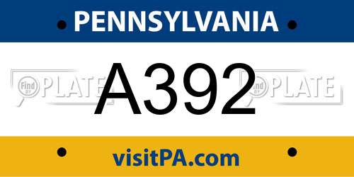 A392 Pennsylvania License Plate
