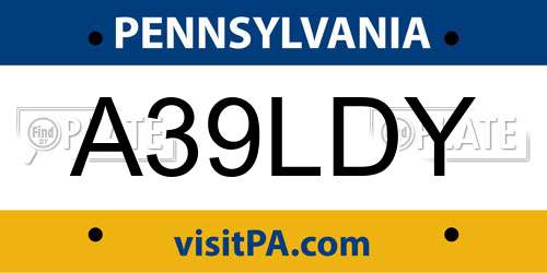 A39LDY Pennsylvania License Plate