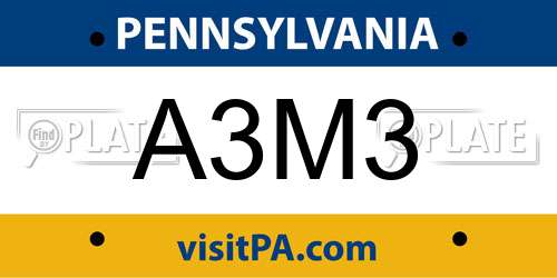 A3M3 Pennsylvania License Plate