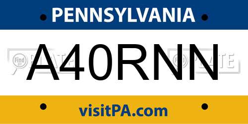 A40RNN Pennsylvania License Plate